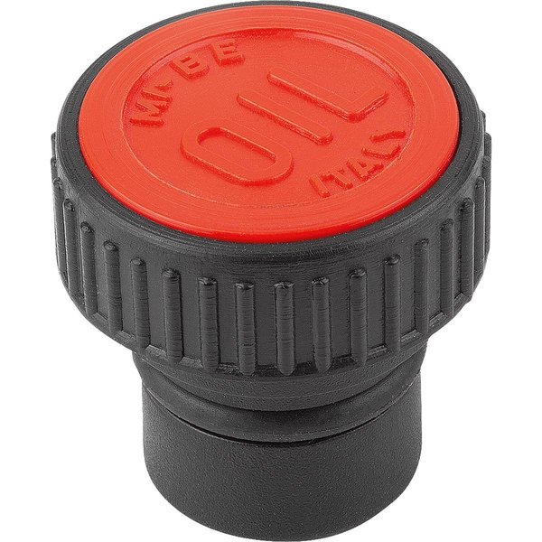 Kipp Plug Form:C With Vent And Air Filter, D=30, D1=18, Thermoplastic Black K0451.33018